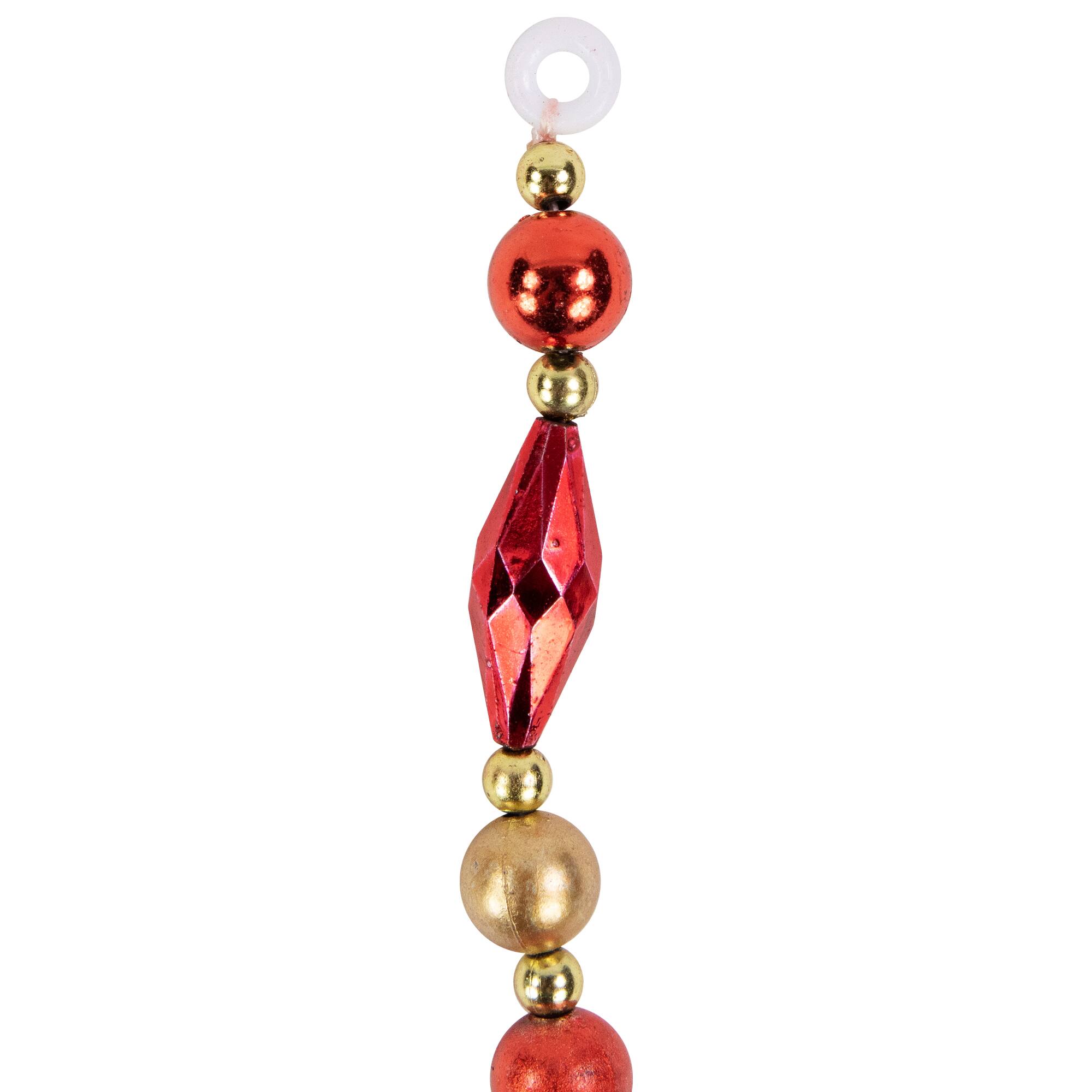 9ft. Red & Gold Unlit Shiny & Matte Beaded Christmas Garland